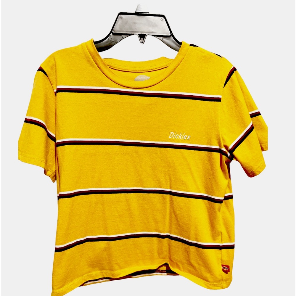 Dickies striped yellow shirt/Baby tee shirt. Size: S/CH/S -RUNS SMALL